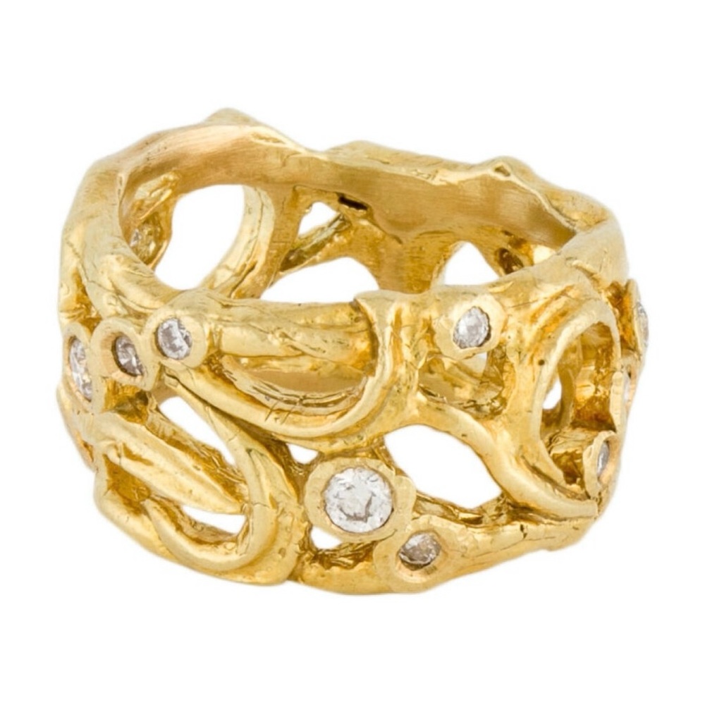 18 kt gold organic fleur ring